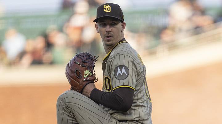 May 5, 2026; San Francisco, California, USA; San Diego Padres pitcher Walker Buehler (10) pitches during the first inning against the San Francisco Giants at Oracle Park. Mandatory Credit: Stan Szeto-Imagn Images