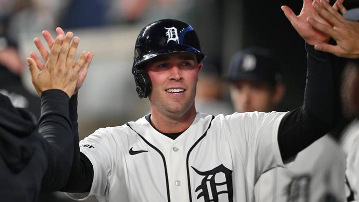 Detroit Tigers designated hitter Kerry Carpenter. Detroit Tigers designated hitter Kerry Carpenter.