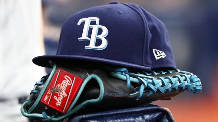 Sep 6, 2019; St. Petersburg, FL, USA; A detail view of a Tampa Bay Rays hat and glove at Tropicana Field. Sep 6, 2019; St. Petersburg, FL, USA; A detail view of a Tampa Bay Rays hat and glove at Tropicana Field.