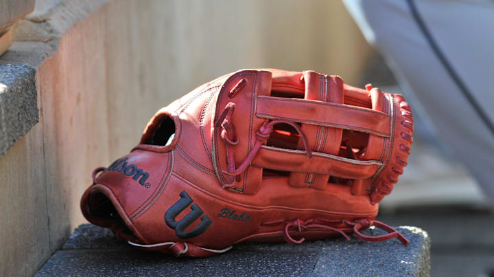 Sep 29, 2022; Minneapolis, Minnesota, USA; A baseball glove of a Chicago White Sox players during