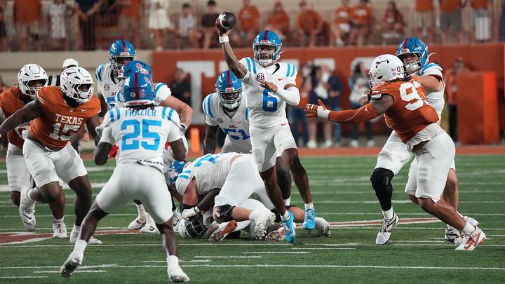 Mississippi Rebels quarterback Trinidad Chambliss throws a pass during the second half against the Texas Longhorns at Darrell K Royal-Texas Memorial Stadium. Mandatory Credit: Scott Wachter-Imagn Images Mississippi Rebels quarterback Trinidad Chambliss throws a pass during the second half against the Texas Longhorns at Darrell K Royal-Texas Memorial Stadium. Mandatory Credit: Scott Wachter-Imagn Images