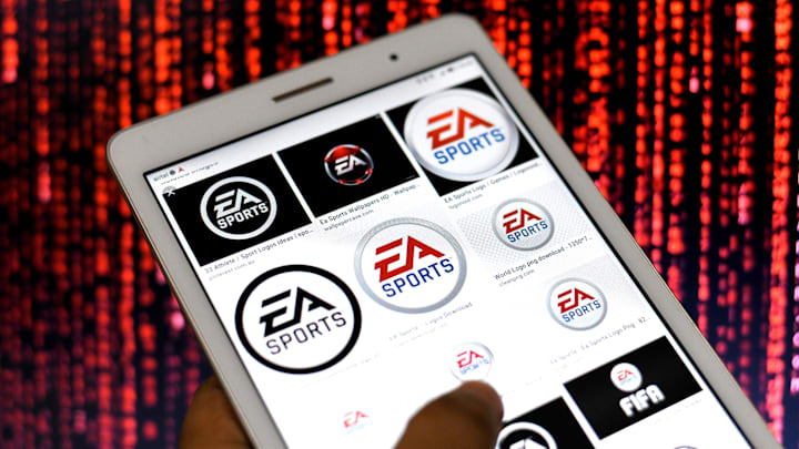 In this Photo illustration the EA Sports Logos seen...