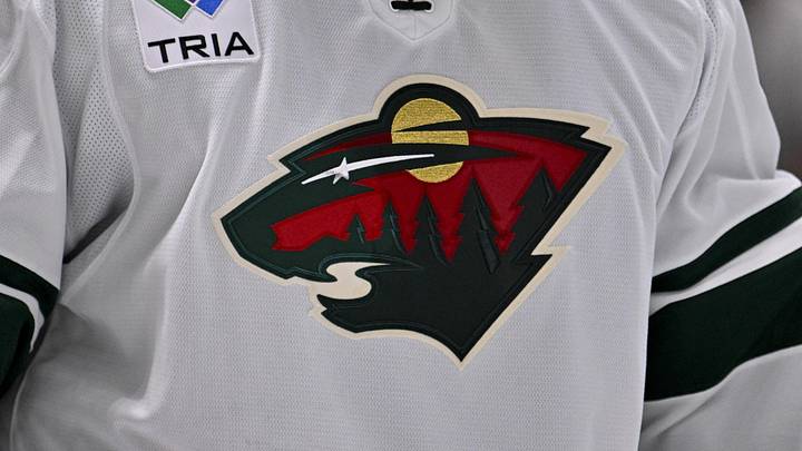 Sep 23, 2025; Dallas, Texas, USA; A view of the Minnesota Wild logo during the game between the Dallas Stars and the Minnesota Wild at American Airlines Center. Sep 23, 2025; Dallas, Texas, USA; A view of the Minnesota Wild logo during the game between the Dallas Stars and the Minnesota Wild at American Airlines Center.