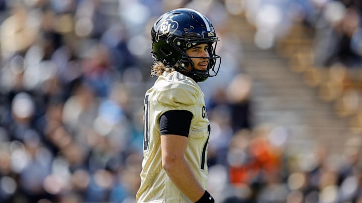 Apr 19, 2025; Boulder, CO, USA; Colorado Buffaloes quarterback Julian Lewis (10) during the spring game at Folsom Field. Mandatory Credit: Isaiah J. Downing-Imagn Images Apr 19, 2025; Boulder, CO, USA; Colorado Buffaloes quarterback Julian Lewis (10) during the spring game at Folsom Field. Mandatory Credit: Isaiah J. Downing-Imagn Images