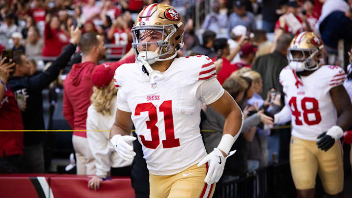 San Francisco 49ers running back Isaac Guerendo against the Arizona Cardinals at State Farm Stadium. 