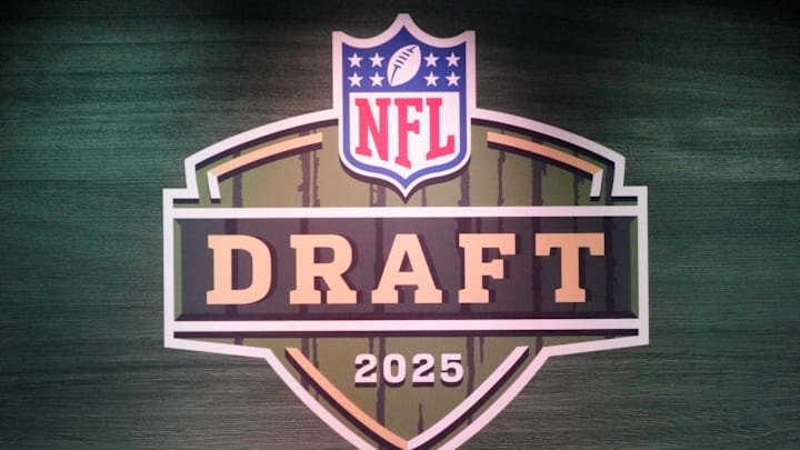 Apr 24, 2025; Green Bay, WI, USA; The 2025 NFL Draft logo on the main stage at Lambeau Field. Mandatory Credit: Kirby Lee-Imagn Images Apr 24, 2025; Green Bay, WI, USA; The 2025 NFL Draft logo on the main stage at Lambeau Field. Mandatory Credit: Kirby Lee-Imagn Images