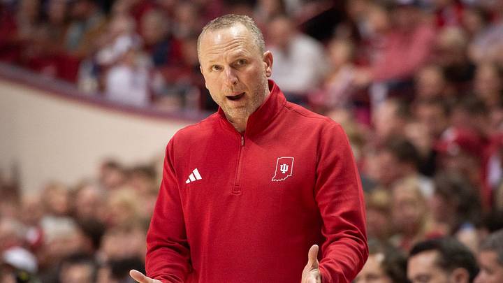 Indiana Head Coach Darian DeVries during the Indiana versus Minnesota men's basketball game at Simon Skjodt Assembly Hall on Wednesday, March 4, 2026.