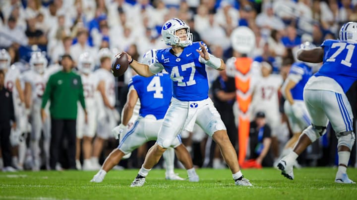 BYU quarterback Bear Bachmeier against Stanford