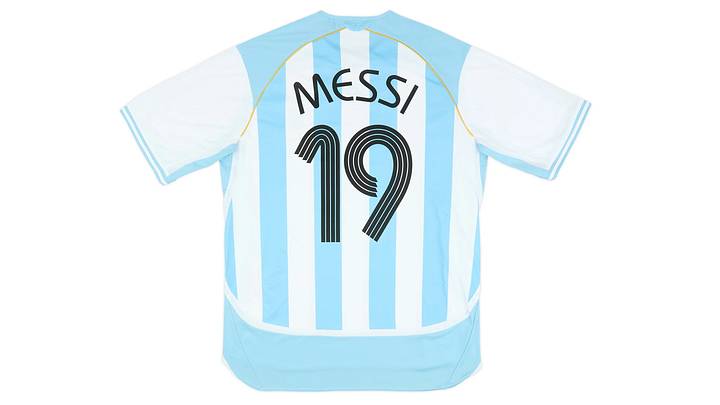 Lionel Messi's Argentina adidas Reissue Home Shirt. Lionel Messi's Argentina adidas Reissue Home Shirt.