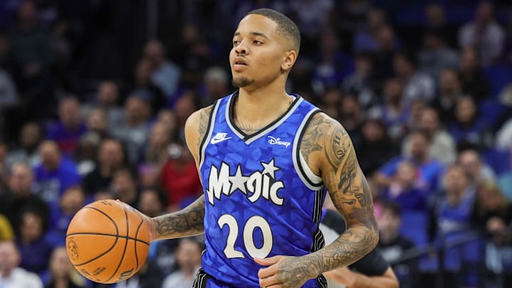 Feb 13, 2024; Orlando, Florida, USA; Orlando Magic guard Markelle Fultz (20) brings the ball up court during the first quarter against the Oklahoma City Thunder at Amway Center. Mandatory Credit: Mike Watters-Imagn Images Feb 13, 2024; Orlando, Florida, USA; Orlando Magic guard Markelle Fultz (20) brings the ball up court during the first quarter against the Oklahoma City Thunder at Amway Center. Mandatory Credit: Mike Watters-Imagn Images