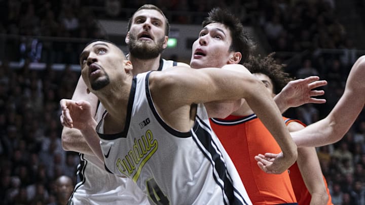 Purdue Boilermakers forward Trey Kaufman-Renn (4) looks to grab a rebound. Purdue Boilermakers forward Trey Kaufman-Renn (4) looks to grab a rebound.