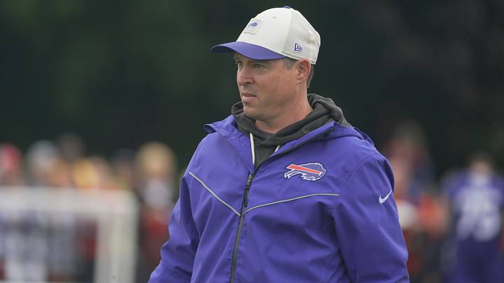 Bills defensive coordinator Jim Leonhard walks off the field after Bills Training Camp at St. John Fisher University on July 29, 2026 in Pittsford Bills defensive coordinator Jim Leonhard walks off the field after Bills Training Camp at St. John Fisher University on July 29, 2026 in Pittsford