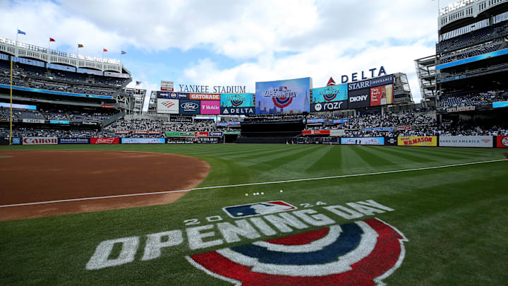 Apr 5, 2024; Bronx, New York, USA; General view of Yankee Stadium before an opening day game between the New York Yankees and the Toronto Blue Jays. 