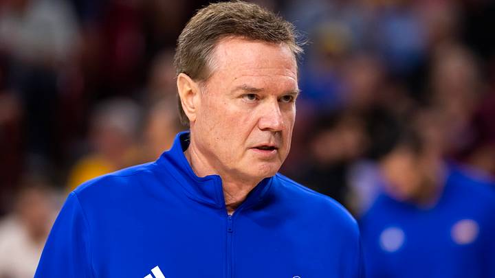 Mar 3, 2026; Tempe, Arizona, USA; Kansas Jayhawks head coach Bill Self against the Arizona State Sun Devils at Desert Financial Arena. Mandatory Credit: Mark J. Rebilas-Imagn Images