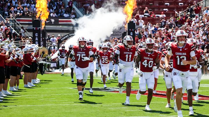 Sep 5, 2026; Columbia, South Carolina, USA; South Carolina Gamecocks players take the field before their game against the Kent State Golden Flashes at Williams-Brice Stadium. Mandatory Credit: Jeff Blake-Imagn Images Sep 5, 2026; Columbia, South Carolina, USA; South Carolina Gamecocks players take the field before their game against the Kent State Golden Flashes at Williams-Brice Stadium. Mandatory Credit: Jeff Blake-Imagn Images
