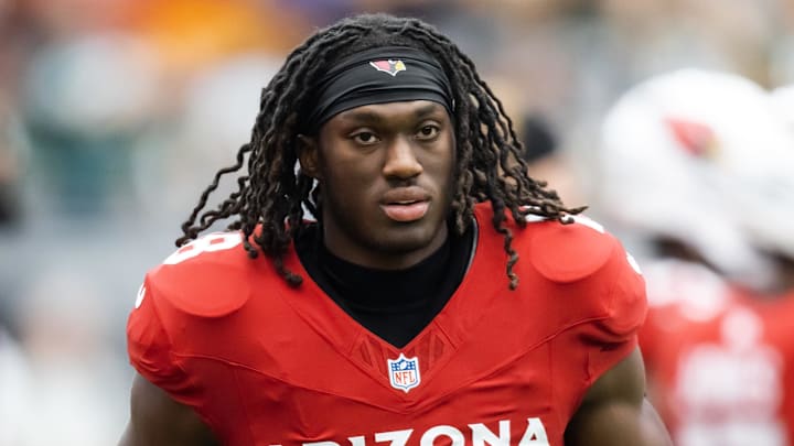 Oct 19, 2025; Glendale, Arizona, USA; Arizona Cardinals wide receiver Marvin Harrison Jr. (18) against the Green Bay Packers at State Farm Stadium. Mandatory Credit: Mark J. Rebilas-Imagn Images Oct 19, 2025; Glendale, Arizona, USA; Arizona Cardinals wide receiver Marvin Harrison Jr. (18) against the Green Bay Packers at State Farm Stadium. Mandatory Credit: Mark J. Rebilas-Imagn Images