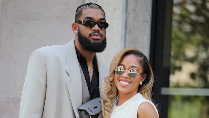 Karl-Anthony Towns and Jordyn Woods attend the Hermes event at Paris Fashion Week.