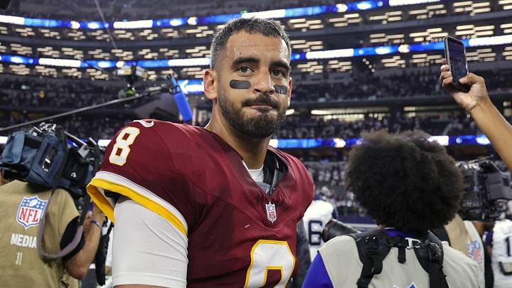 Sep 20, 2026; Arlington, Texas, USA; Washington Commanders quarterback Marcus Mariota (8) walks on the field after a game against the Dallas Cowboys at AT&T Stadium. Mandatory Credit: Kevin Jairaj-Imagn Images Sep 20, 2026; Arlington, Texas, USA; Washington Commanders quarterback Marcus Mariota (8) walks on the field after a game against the Dallas Cowboys at AT&T Stadium. Mandatory Credit: Kevin Jairaj-Imagn Images