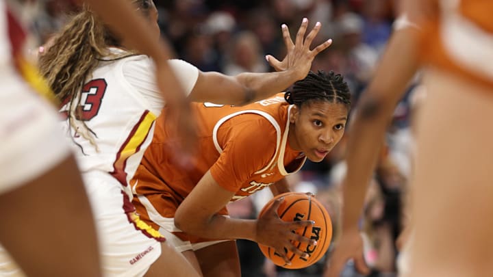 Texas Longhorns forward Madison Booker (35) at the 2025 NCAA tournament, April 4, 2025 at Amalie Arena in Tampa, Florida.