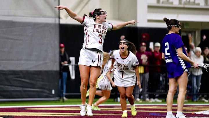 Marissa White celebrates with Brooke McLoy at Fish Field House on Feb. 6, 2026.