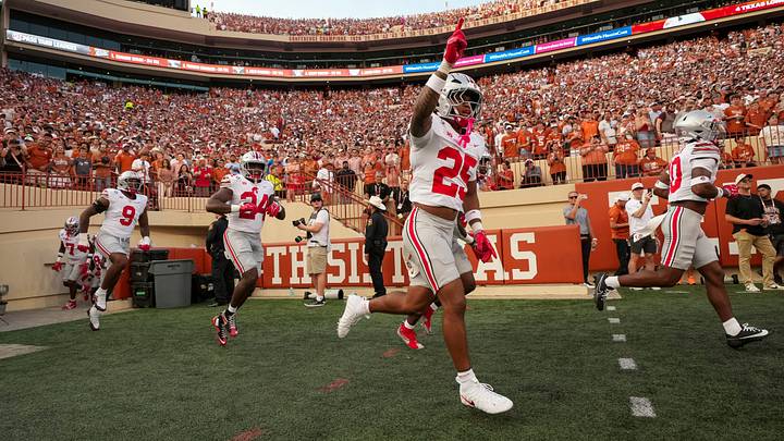 Ohio State Buckeyes cornerback Jay Timmons (25) takes the field for the NCAA football game against the Texas Longhorns at Darrell K Royal–Texas Memorial Stadium in Austin, Texas on Sept. 12, 2026. Ohio State Buckeyes cornerback Jay Timmons (25) takes the field for the NCAA football game against the Texas Longhorns at Darrell K Royal–Texas Memorial Stadium in Austin, Texas on Sept. 12, 2026.