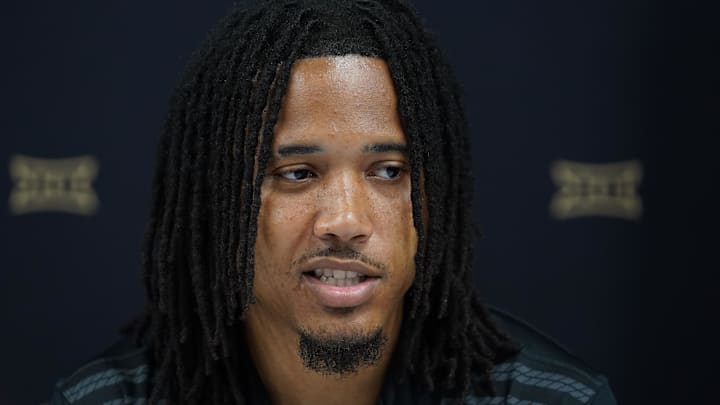 Jul 9, 2025; Frisco, TX, USA; Colorado quarterback Kaidon Salter speaks with the media during 2025 Big 12 Football Media Days at The Star. Mandatory Credit: Raymond Carlin III-Imagn Images