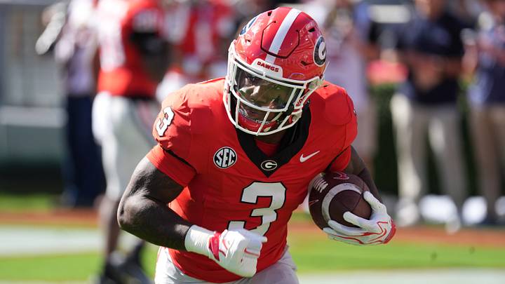 Oct 17, 2026; Athens, Georgia, USA;  Georgia running back Nate Frazier (3) warms up before a game against Auburn at Sanford Stadium.  Mandatory Credit: Dale Zanine-Imagn Images