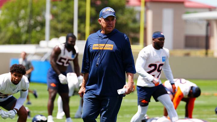 Jun 16, 2026; Englewood, CO, USA; Denver Broncos head coach Sean Payton during mini camp at Broncos Park. Mandatory Credit: Ron Chenoy-Imagn Images Jun 16, 2026; Englewood, CO, USA; Denver Broncos head coach Sean Payton during mini camp at Broncos Park. Mandatory Credit: Ron Chenoy-Imagn Images