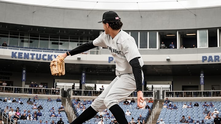 Miller Green takes the mound against Kentucky on April 18, 2026.