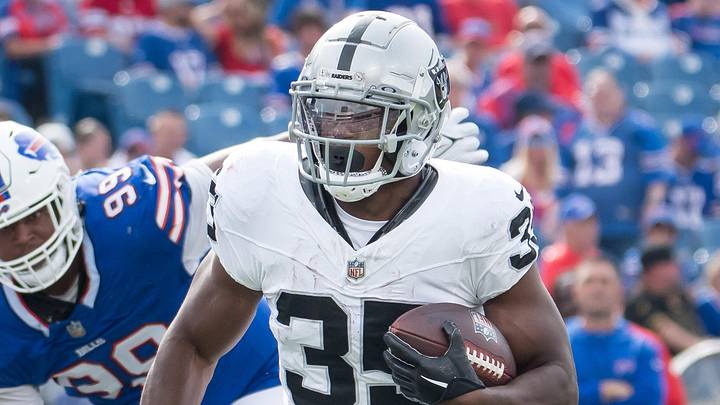 Sep 17, 2023; Orchard Park, New York, USA; Las Vegas Raiders running back Zamir White (35) carries
