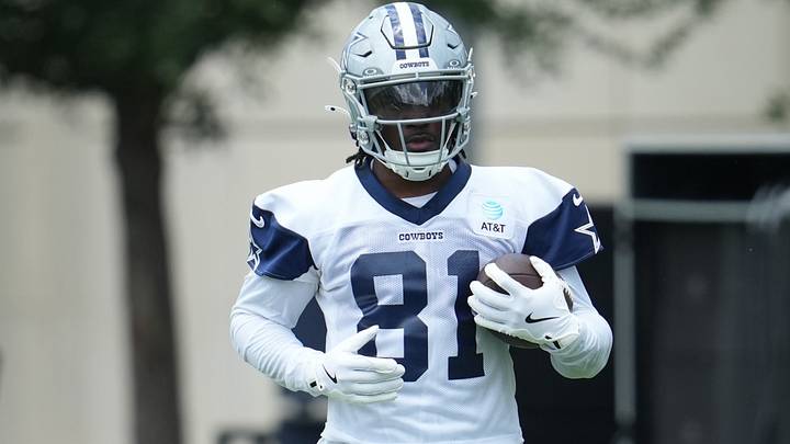 Dallas Cowboys WR Jonathan Mingo goes through a drill during practice at the Ford Center at the Star Training Facility. Dallas Cowboys WR Jonathan Mingo goes through a drill during practice at the Ford Center at the Star Training Facility.