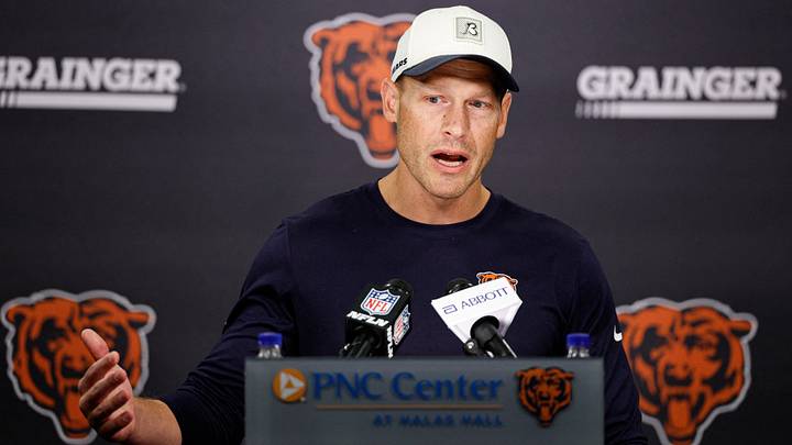 Chicago Bears head coach Ben Johnson speaks during Training Camp at Halas Hall. Mandatory Credit: Kamil Krzaczynski-Imagn Images Chicago Bears head coach Ben Johnson speaks during Training Camp at Halas Hall. Mandatory Credit: Kamil Krzaczynski-Imagn Images