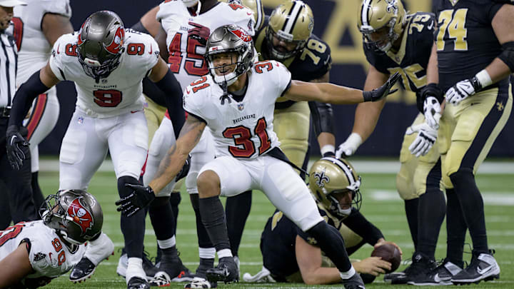 Oct 1, 2023; New Orleans, Louisiana, USA; Tampa Bay Buccaneers safety Antoine Winfield Jr. (31)
