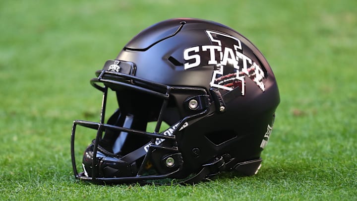 Jan 2, 2021; Glendale, AZ, USA; Detailed view of an Iowa State Cyclones helmet during the Fiesta Bowl at State Farm Stadium. Mandatory Credit: Mark J. Rebilas-Imagn Images Jan 2, 2021; Glendale, AZ, USA; Detailed view of an Iowa State Cyclones helmet during the Fiesta Bowl at State Farm Stadium. Mandatory Credit: Mark J. Rebilas-Imagn Images