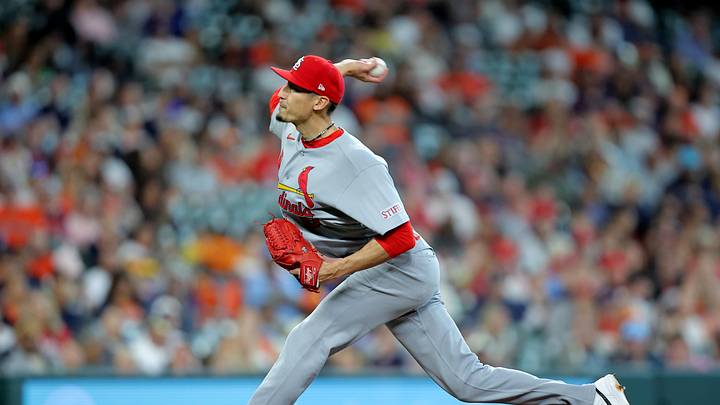 Apr 19, 2026; Houston, Texas, USA; St. Louis Cardinals pitcher Riley O'Brien (61) delivers a pitch against the Houston Astros during the ninth inning at Daikin Park. Mandatory Credit: Erik Williams-Imagn Images