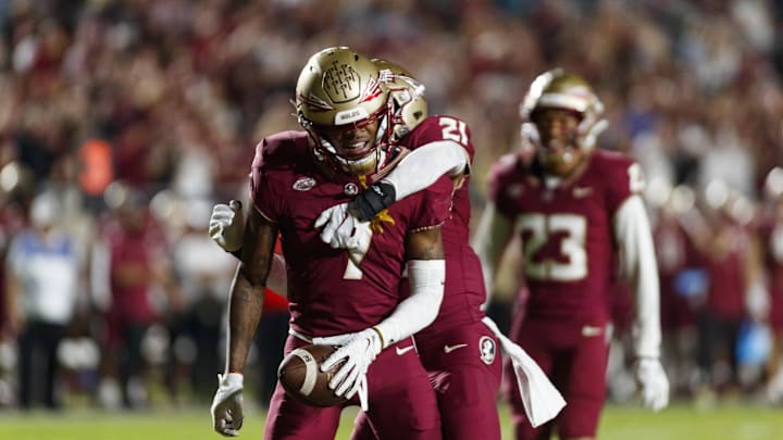 Nov 18, 2023; Tallahassee, Florida, USA; Florida State Seminoles defensive back Jarrian Jones (7)