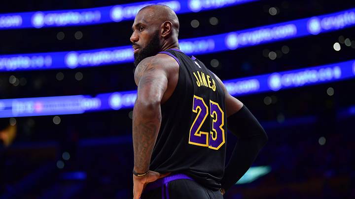 May 11, 2026; Los Angeles, California, USA; Los Angeles Lakers forward LeBron James (23) during the second half in game four of the second round of the 2026 NBA Playoffs at Crypto.com Arena. Mandatory Credit: Gary A. Vasquez-Imagn Images