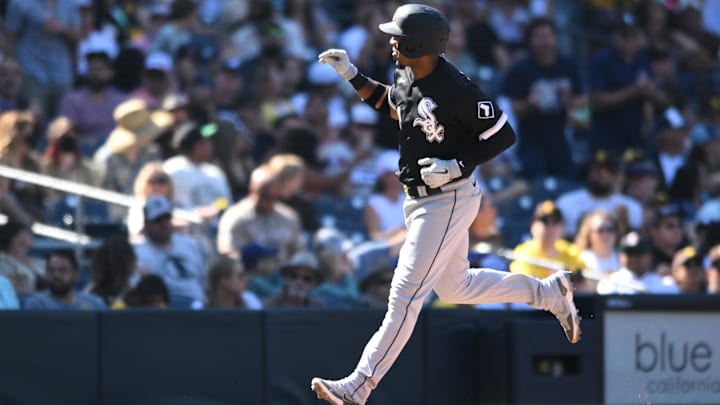 Oct 2, 2022; San Diego, California, USA; Chicago White Sox second baseman Elvis Andrus (1) gestures
