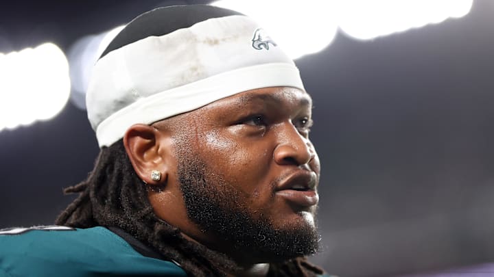 Sep 4, 2025; Philadelphia, Pennsylvania, USA; Philadelphia Eagles defensive tackle Jalen Carter (98) walks off the field after being ejected during the first quarter of the game against the Dallas Cowboys at Lincoln Financial Field. Mandatory Credit: Bill Streicher-Imagn Images Sep 4, 2025; Philadelphia, Pennsylvania, USA; Philadelphia Eagles defensive tackle Jalen Carter (98) walks off the field after being ejected during the first quarter of the game against the Dallas Cowboys at Lincoln Financial Field. Mandatory Credit: Bill Streicher-Imagn Images