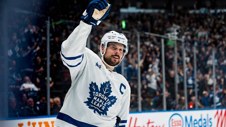 Jan 31, 2026; Vancouver, British Columbia, CAN; Toronto Maple Leafs forward Auston Matthews (34) celebrates his game winning shootout goal against the Vancouver Canucks at Rogers Arena. Mandatory Credit: Bob Frid-Imagn Images Jan 31, 2026; Vancouver, British Columbia, CAN; Toronto Maple Leafs forward Auston Matthews (34) celebrates his game winning shootout goal against the Vancouver Canucks at Rogers Arena. Mandatory Credit: Bob Frid-Imagn Images
