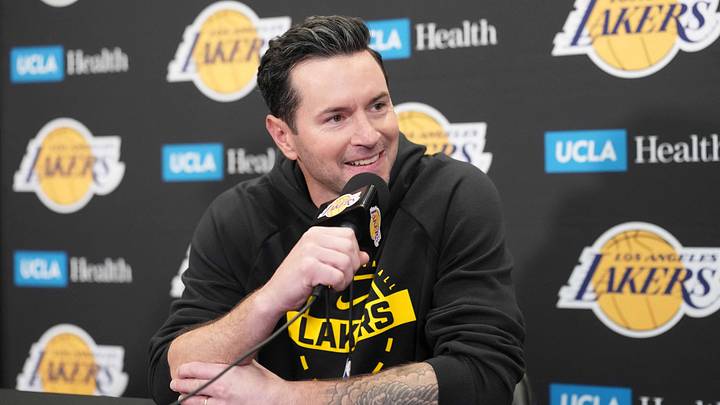 Mar 3, 2026; Los Angeles, California, USA; Los Angeles Lakers head coach JJ Redick at a press conference at the Crypto.com Arena. Mandatory Credit: Kirby Lee-Imagn Images Mar 3, 2026; Los Angeles, California, USA; Los Angeles Lakers head coach JJ Redick at a press conference at the Crypto.com Arena. Mandatory Credit: Kirby Lee-Imagn Images