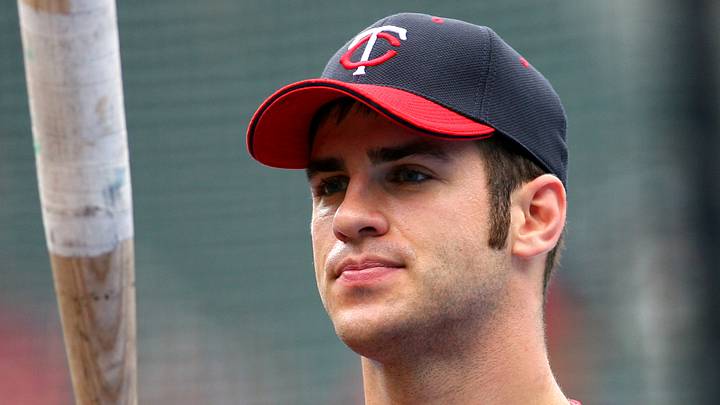 Aug 26, 2006; Chicago, IL, USA; Minnesota Twins catcher (7) Joe Mauer waits for his turn to take batting practice before playing the Chicago White Sox at US Cellular Field in Chicago, IL.  Mandatory Credit: Jerry Lai-USA TODAY Sports © Copyright 2006 Jerry Lai