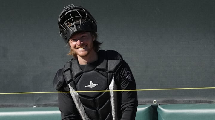 Feb 19, 2024; Scottsdale, AZ, USA; Chicago Cubs catcher Willie Maciver gets ready for a bullpen session during Spring Training camp at Salt River Fields. Mandatory Credit: Rick Scuteri-Imagn Images Feb 19, 2024; Scottsdale, AZ, USA; Chicago Cubs catcher Willie Maciver gets ready for a bullpen session during Spring Training camp at Salt River Fields. Mandatory Credit: Rick Scuteri-Imagn Images