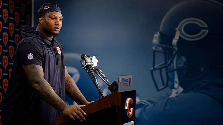 Chicago Bears defensive lineman Gervon Dexter Sr. speaks during Minicamp at Halas Hall. Mandatory Credit: Kamil Krzaczynski-Imagn Images Chicago Bears defensive lineman Gervon Dexter Sr. speaks during Minicamp at Halas Hall. Mandatory Credit: Kamil Krzaczynski-Imagn Images