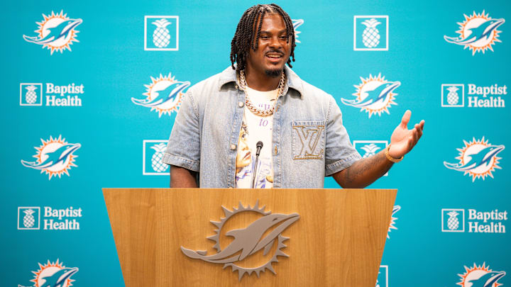 Miami Dolphins QB Malik Willis during his introductory press conference