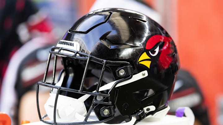 Dec 8, 2024; Glendale, Arizona, USA; Detailed view of an Arizona Cardinals helmet at State Farm Stadium. Mandatory Credit: Mark J. Rebilas-Imagn Images Dec 8, 2024; Glendale, Arizona, USA; Detailed view of an Arizona Cardinals helmet at State Farm Stadium. Mandatory Credit: Mark J. Rebilas-Imagn Images