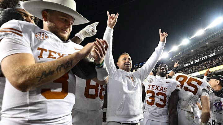 The Texas Longhorns after defeating the Texas A&M Aggies at Kyle Field.