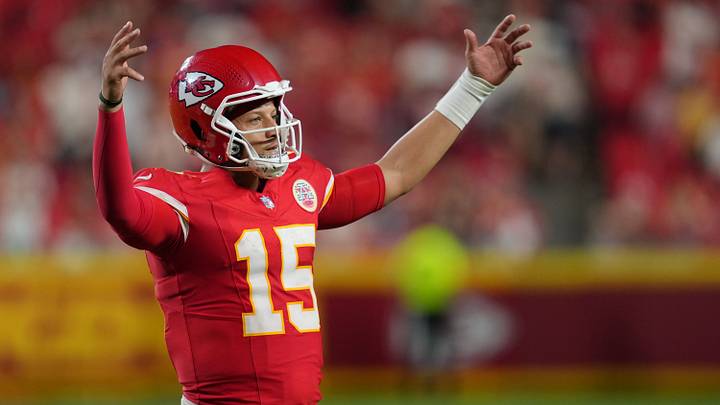 Sep 14, 2026; Kansas City, Missouri, USA; Kansas City Chiefs quarterback Patrick Mahomes (15) reacts against the Denver Broncos in the fourth quarter at GEHA Field at Arrowhead Stadium. Mandatory Credit: Jay Biggerstaff-Imagn Images Sep 14, 2026; Kansas City, Missouri, USA; Kansas City Chiefs quarterback Patrick Mahomes (15) reacts against the Denver Broncos in the fourth quarter at GEHA Field at Arrowhead Stadium. Mandatory Credit: Jay Biggerstaff-Imagn Images