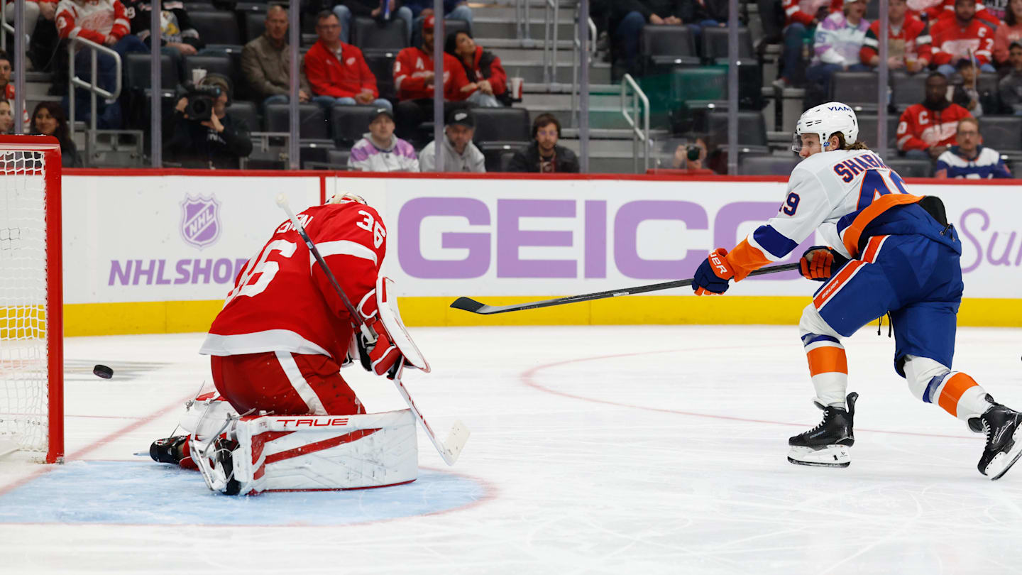 Max Shabanov stars in NY Islanders 5-0 blanking of Detroit Red Wings to end road trip