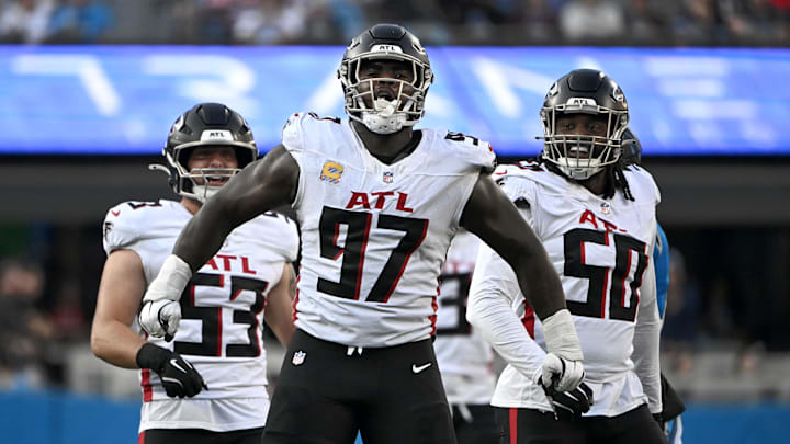 Atlanta Falcons stalwart Grady Jarrett is tied for the team lead with 1.5 sacks through seven games. Atlanta Falcons stalwart Grady Jarrett is tied for the team lead with 1.5 sacks through seven games.